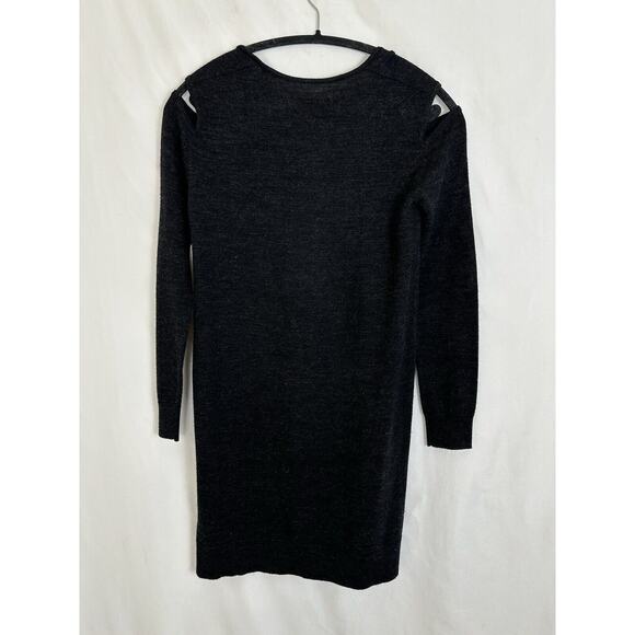 All Saints Neri V Neck Sweater Dress Sz SM Gray Wool Cold Shoulder Long Sleeve - Picture 5 of 7